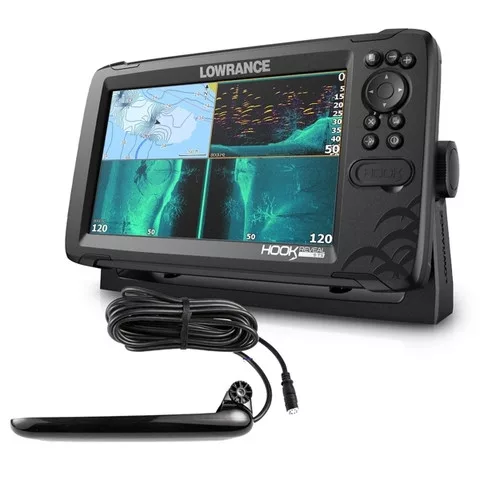 Hook REVEAL 9 Tripleshot GPS/halradar plotter 200, 455/800 kHz-es, lefelé és oldalra pásztázó jeladóval