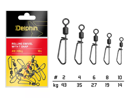 Rolling swivel with T snap / 10db | #2/43kg