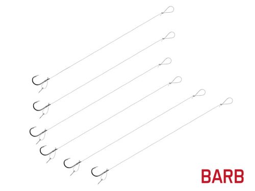 Kötött horog Delphin FLR D-rig / 6db | 8cm/0,22mm/BARB #8/Sting7mm