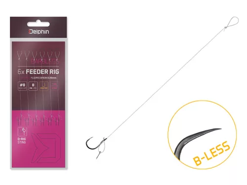 Kötött horog Delphin FLR D-rig / 6db | 8cm/0,22mm/B-LESS #8/Sting 7mm