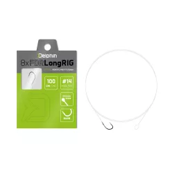   Kötött horog Delphin FDR LongRIG / 8db | 100cm / 0,12mm / BARB #14