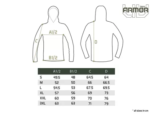 Delphin UV ARMOR 50+ Kapucnis hosszúujjú póló | Olive (XL)
