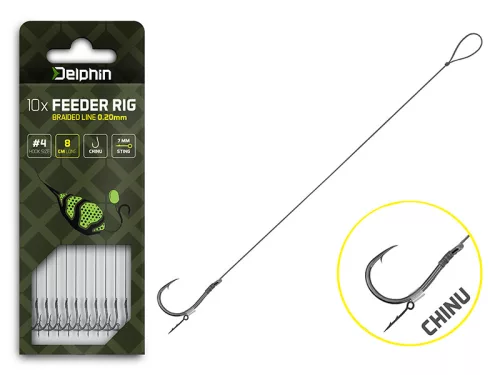 Delphin Braided Sting Feeder Rig / 10db 12cm/0,14mm/Chinu #8