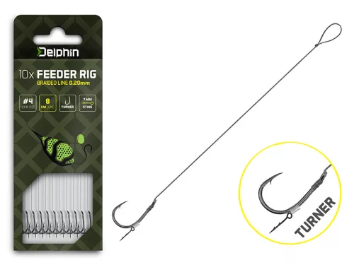 Delphin Braided Sting Feeder Rig / 10db 12cm/0,14mm/Turner #8