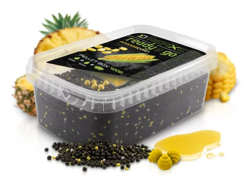 Pelletbox Delphin Reaxe READY&GO / Kukorica–Anannász 400g+120ml booster+10mm waft