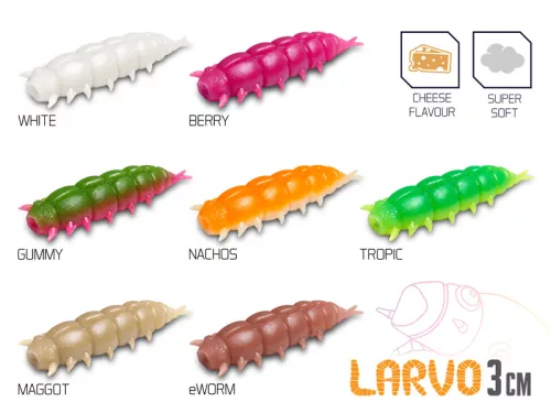 Delphin LARVO Cheese lárva műcsali / 15 db 3cm / GUMMY