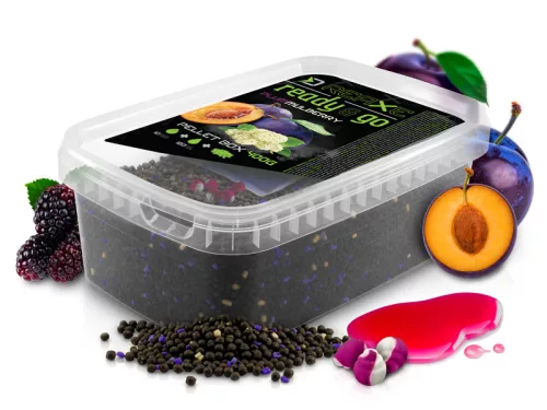 Pellet box Delphin Reaxe READY&GO / Szilva–Eperfa 400g+120ml booster+10mm waft