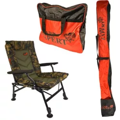   CARP EXPERT COMFORT CAMO SZÉK BOTZSÁKKAL ÉS SZÁKTARTÓ TÁSKÁVAL