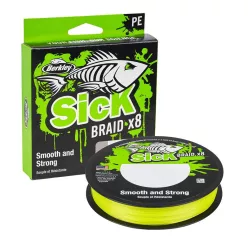   Berkley Sick Braid; 300m | 330yd, 0,33mm, 38,1kg | 83lb , Hi-Viz Yellow