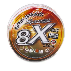   Saenger 8X fonott zsinór narancssárga 0,14mm / 150m / 11,8kg
