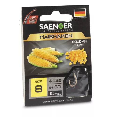 SAENGER Cornhook Gold előkötött pontyozó horog 6 / 60cm / 10db