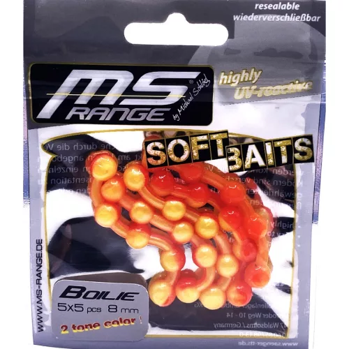MS RANGE Easy Hook Boilie Fluo RC red-chartreuse/Fluo piros narancssárga UV/gumi wafter 8mm