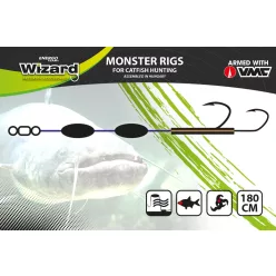  WIZARD MONSTER RIVER DOUBLE UPOSE PRO MONOBRAID RIG 4+4G 9/0+11/0 ROUND