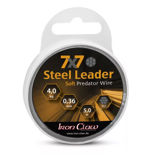 IRON CLAW 7x7 Steel Leader bevonatos acél előkezsinór / 0,55mm / 15kg / 5m