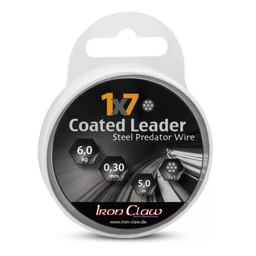 IRON CLAW 1x7 Coated Leader black bevonatos acél előkezsinór / 0,42mm/ 15kg / 5m