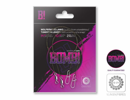 Tungsten leader BOMB! with swivel and snap | 2db/20cm/5kg