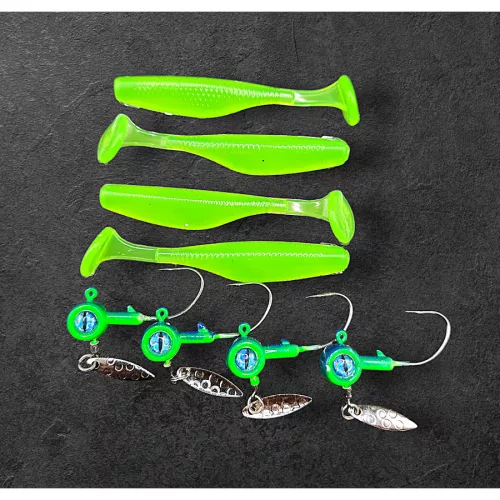 Alpha Tackle Paddleworm Flou Green 10g jig / 7cm / 1db
