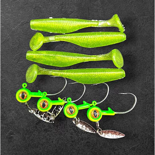 Alpha Tackle Paddleworm Flou Lime 10g jig / 7cm / 1db