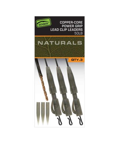 Fox EDGES™ Naturals Copper Core Lead Clip Leaders-Edges Naturals Copper-Core Power Grip Lead Clip Leaders x3