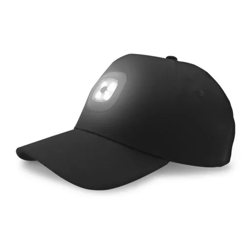 EnergoTeam BASEBALL SAPKA ÚJRATÖLTHETŐ LED LÁMPÁVAL FEKETE
