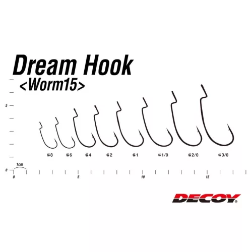 DEC DECOY WORM15 DREAM HOOK #6 NS BLACK 9PCS/BAG