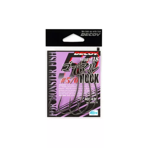 DEC DECOY WORM18 5/0 HOOK #5/0 NS BLACK 4PCS/BAG