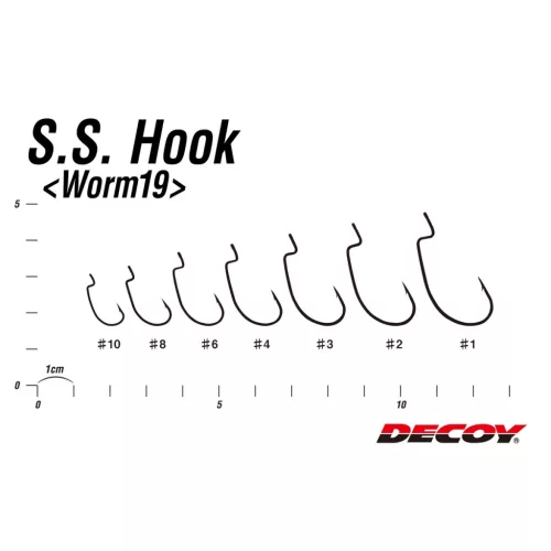DEC DECOY WORM19 SS HOOK #8 NS BLACK 10PCS/BAG