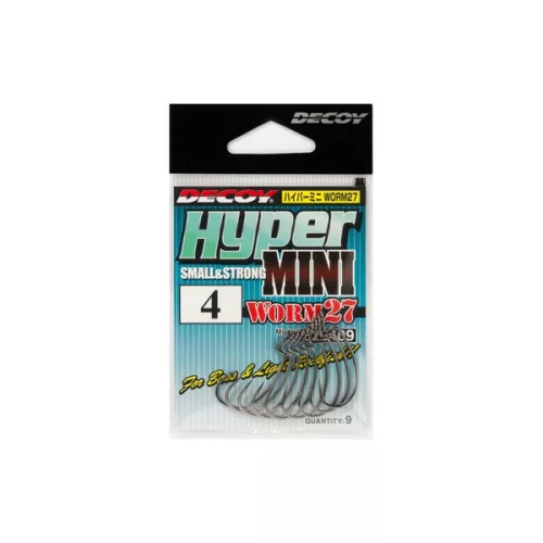 DEC DECOY WORM27 HYPER MINI #4 NS BLACK 9PCS/BAG