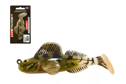 LIVETARTGET 3.3” GOBY PADDLETAIL RIGGED GREEN / RED 84MM 12G  SINKING