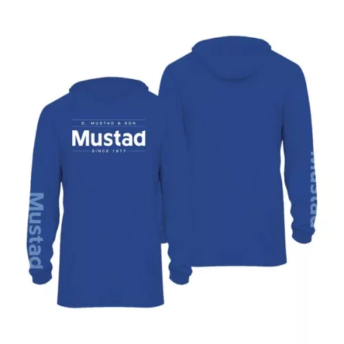 Mustad BLUE BRAND LONGSLEEVE UV WITH HOOD - REPREVE+SPANDEX S