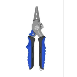   MUSTAD 7.5" 420 STAINLESS STEEL, STRAIGHT NOSE, BRAID CUTTER BLUE