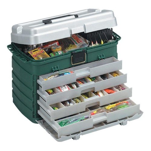 Plano 758005 T BOX DK GREEN/SILVER 4-DRAWER