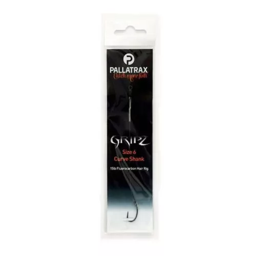 PALLATRAX GRIPZ CURVE SHANK HAIR RIGS SIZE 8 12LB FLUORO