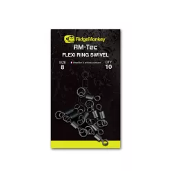   RIDGEMONKEY RM-TEC FLEXI RING SWIVEL SIZE8 KARIKÁS FORGÓ 10DB