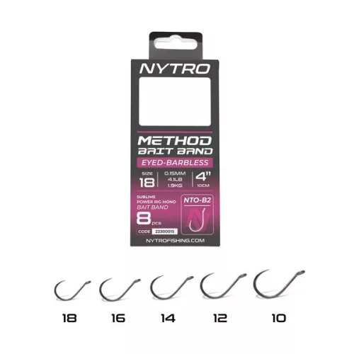 NYTRO NTO-B2 ELŐKÖTÖTT SZAKÁLL NÉLKÜLI CSALIGYŰRŰS METHOD ELŐKE 10 CM 16/0,17MM