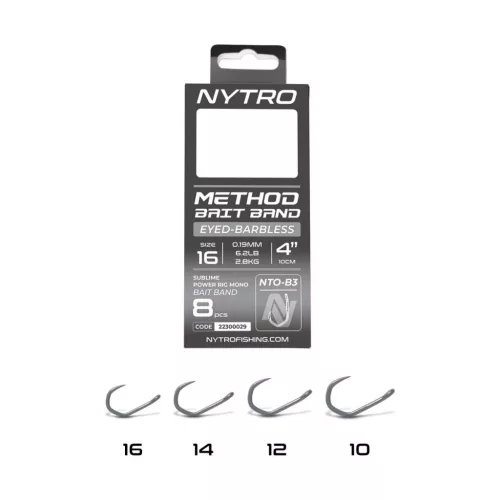 NYTRO NTO-B3 ELŐKÖTÖTT SZAKÁLL NÉLKÜLI CSALIGYŰRŰS METHOD ELŐKE 10 CM 16/0,19MM
